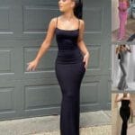 Sleek Bodycon Maxi Dress with Spaghetti Straps