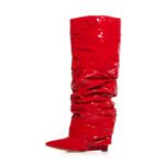 Iconic Slouchy High Heel Boots in vibrant colors with high heel, pointed toe, and slouchy oversleeve style.