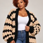Chunky Knit Chevron Cardigan