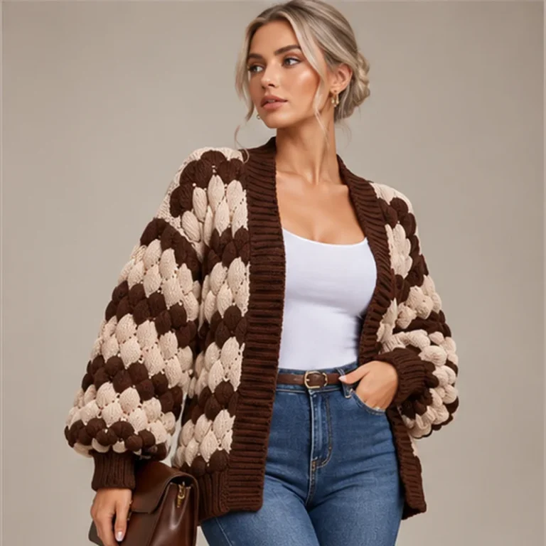 Chunky Knit Chevron Cardigan