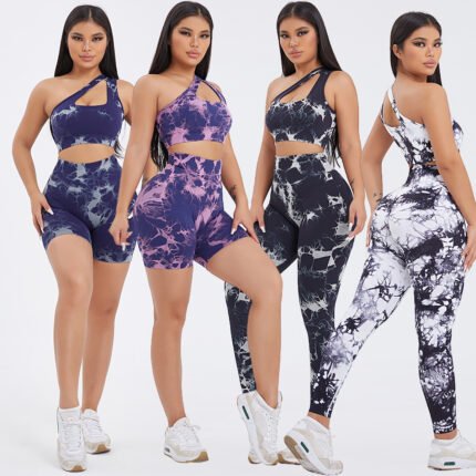 Tie-Dye One-Shoulder Activewear Set