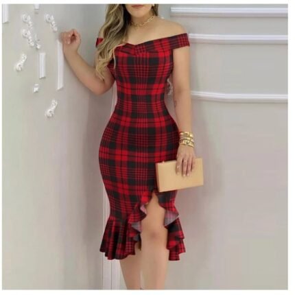 Off-Shoulder Ruffled Midi Dress
