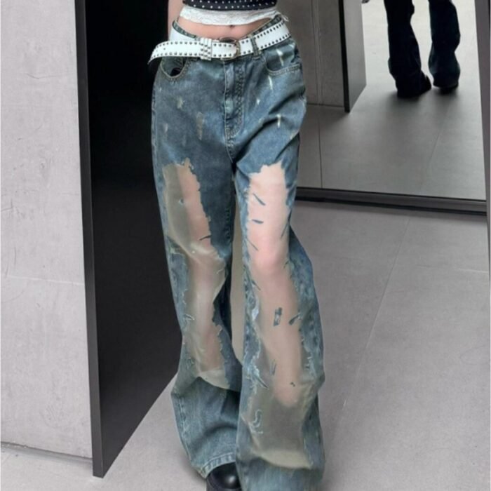 transparent-panel-distressed-denim-jeans-front-view