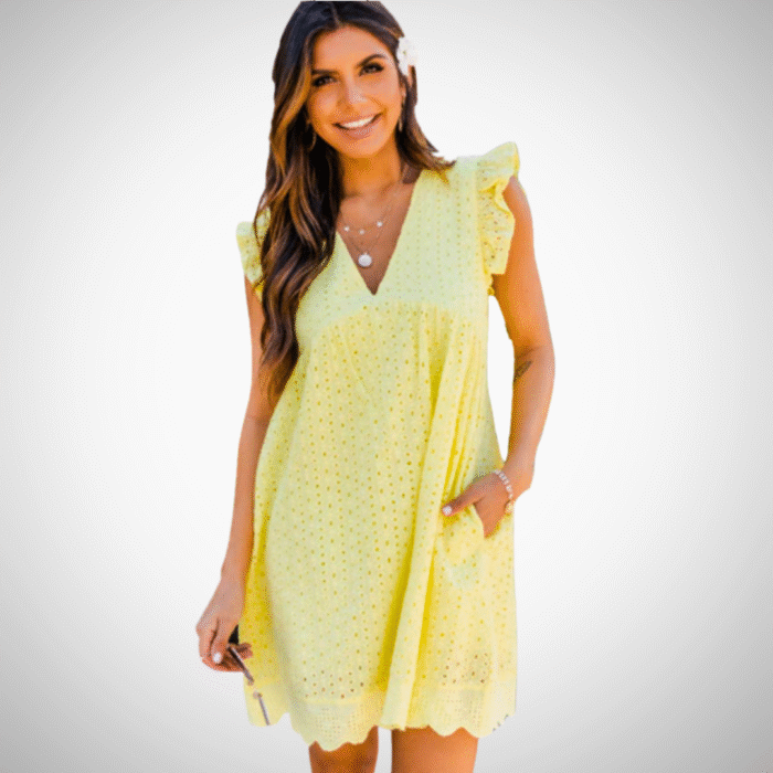 Eyelet Lace Flutter Sleeve Babydoll