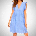 Eyelet Lace Flutter Sleeve Babydoll