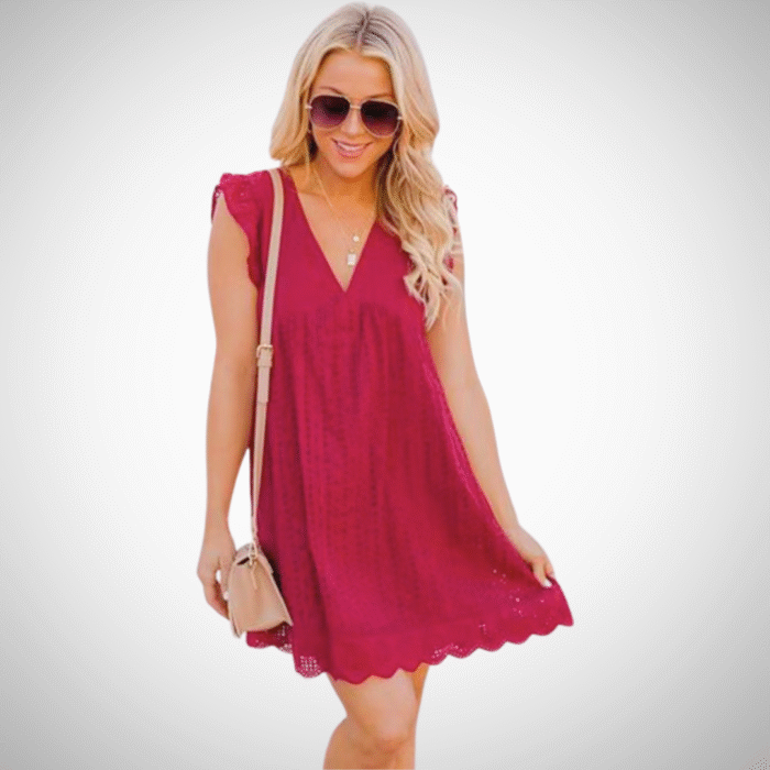 Eyelet Lace Flutter Sleeve Babydoll