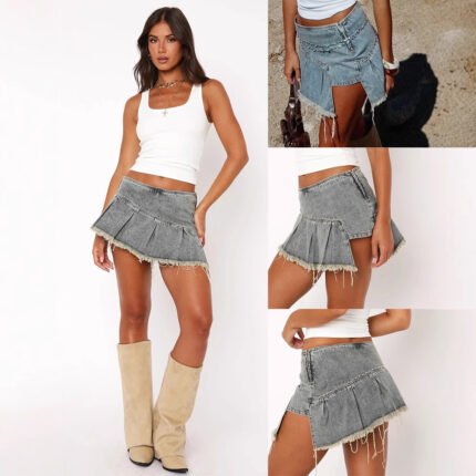 asymmetrical-distressed-denim-mini-skirt-front-view