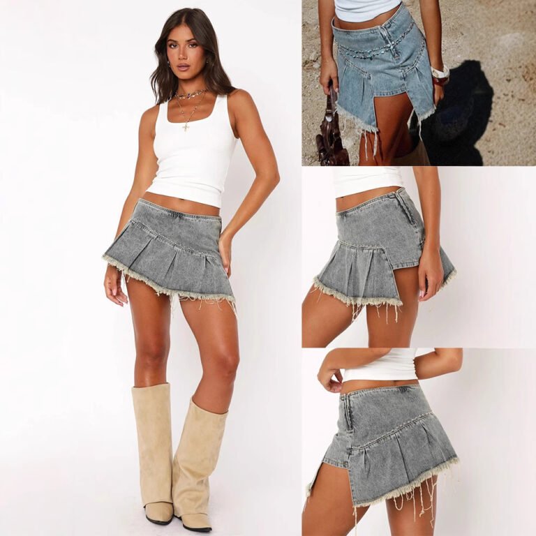 asymmetrical-distressed-denim-mini-skirt-front-view