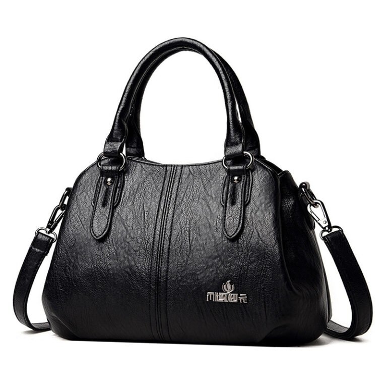 black-faux-leather-handbag-with-dual-handles