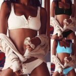 Woman wearing white ribbed lounge set with cardigan