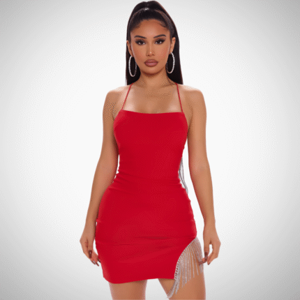 Spark & Sleek Rhinestone-Slit Bodycon