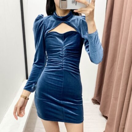 Velvet Allure Ruched Bodycon