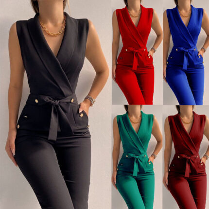 Power Poise Tailored Sleeveless Jumpsuit