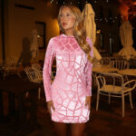 Blush Prism Velvet Long Sleeve Mini Dress - Image 4