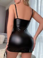 Noir Siren Faux Leather Lace-Up Cutout Mini Dress - Image 5