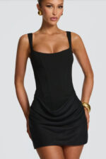 Sculpted Corset Draped Mini Dress - Image 4