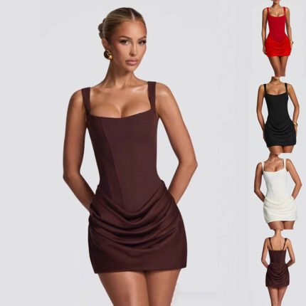 Sculpted Corset Draped Mini Dress