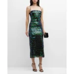 iridescent-paillette-sequin-midi-dress.-Dark Green