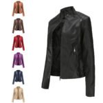Sculpted Edge PU Leather Moto Jacket - Image 7