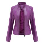Sculpted Edge PU Leather Moto Jacket - Image 8
