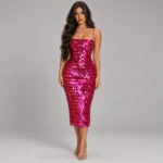 Iridescent Paillette Sequin Rose Red