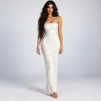 Iridescent Paillette Sequin White