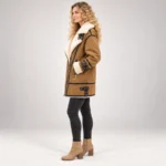 luxe winter aviator acket Khaki Front Left
