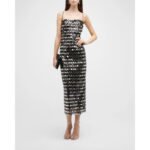 Iridescent Paillette Sequin Midi Dress - Black